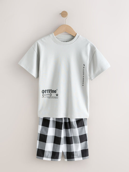Black/White/Red Check Woven Short Pyjamas 3 Pack (3-16yrs) image 3