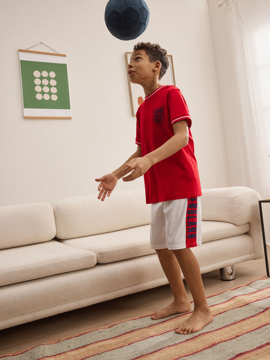 Red/White England Single Short Pyjamas (3-16yrs) image 3