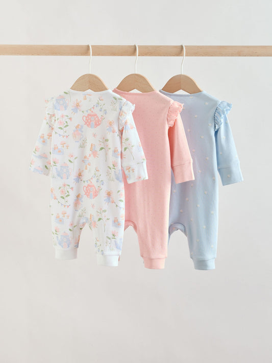 Multi Two Way Zip Baby Sleepsuit 3 Pack (0mths-3yrs) image 2