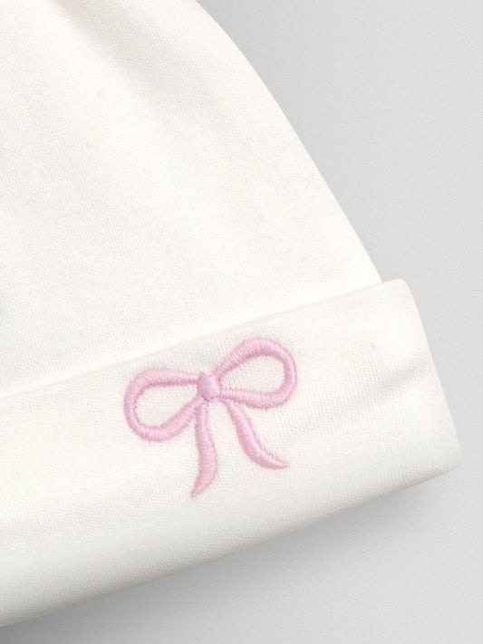 JoJo Maman Bébé Cream Speckled Hedgehog Organic Cotton Appliqué Baby Hat