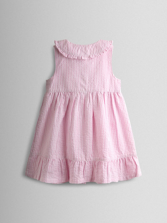 JoJo Maman Bébé Pink Collared Sleeveless Button Through Dress