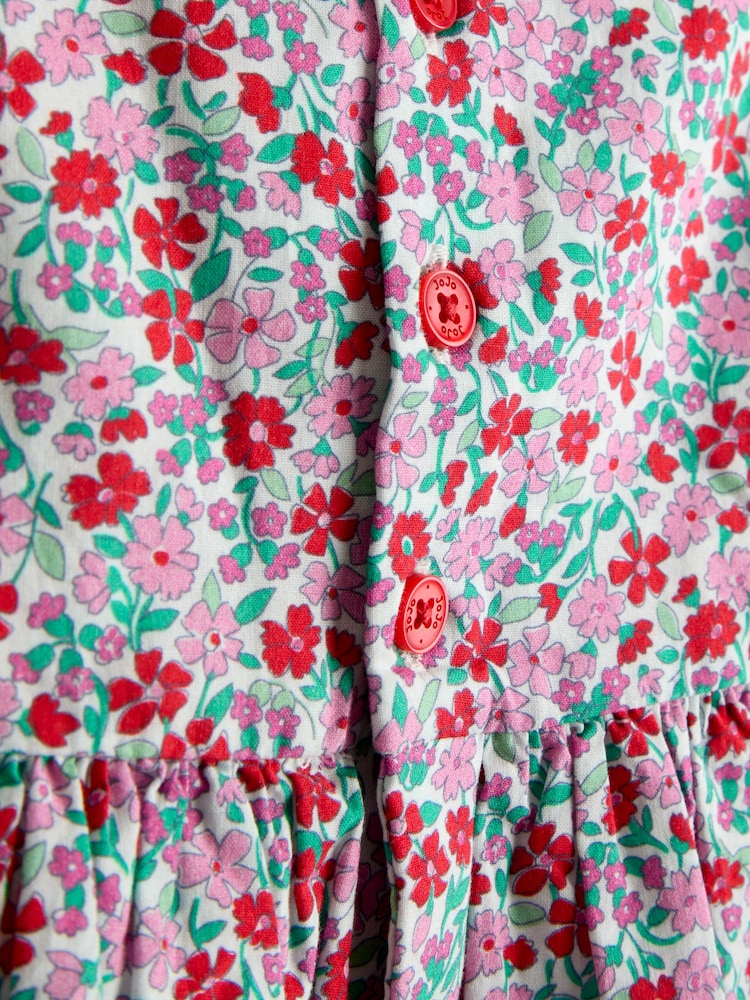 JoJo Maman Bébé Red Floral Smocked Floral Baby Dress