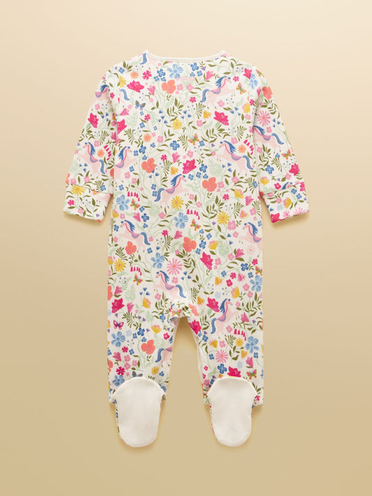 Joules Razamataz Cream Horse Print Cotton Babygrow image 2