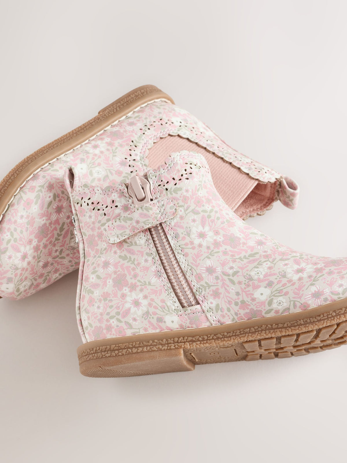 Pale Pink Floral Standard Fit (F) Chelsea Ankle Boots - image 5
