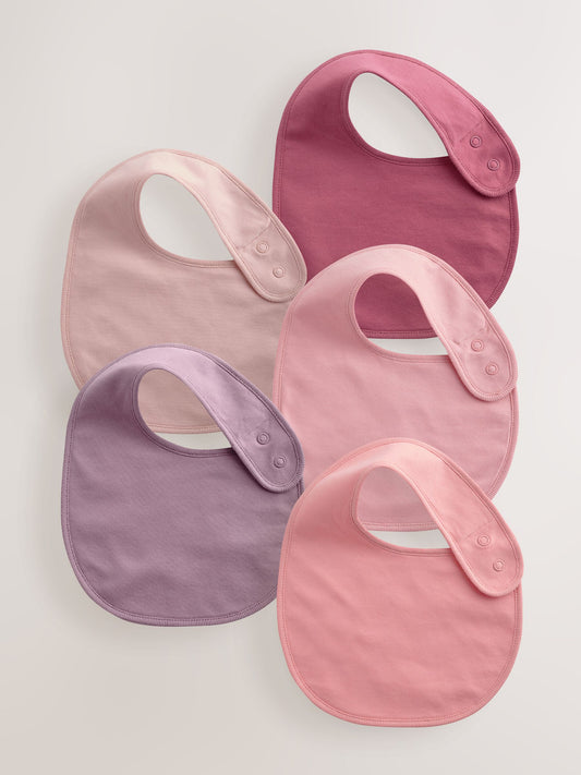 Dsiney Kidz - Pink Plain 5 Pack Baby Bibs image 1