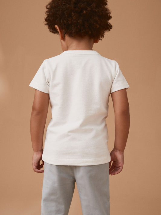 White Short Sleeve Henley Neck T-Shirt (3mths-7yrs) image 2