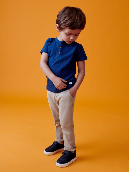 Blue Short Sleeve Henley Neck T-Shirt (3mths-7yrs) image 2