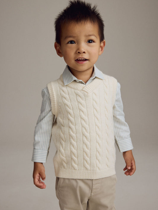 Ecru Cream Knitted Vest and Shirt Set (3mths-7yrs) image 2