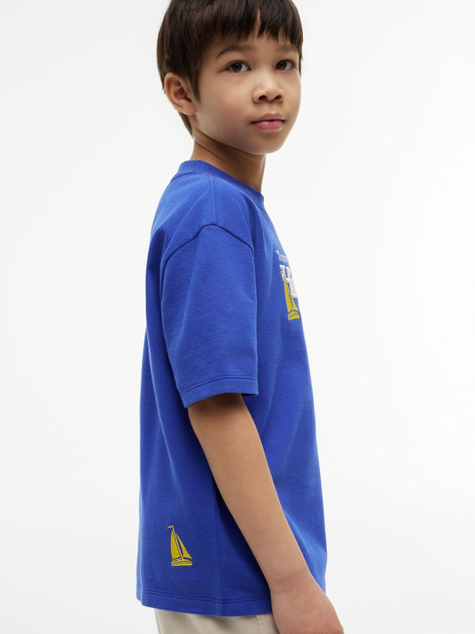 Tommy Hilfiger Blue Logo Embroidery Pique T-Shirt image 2