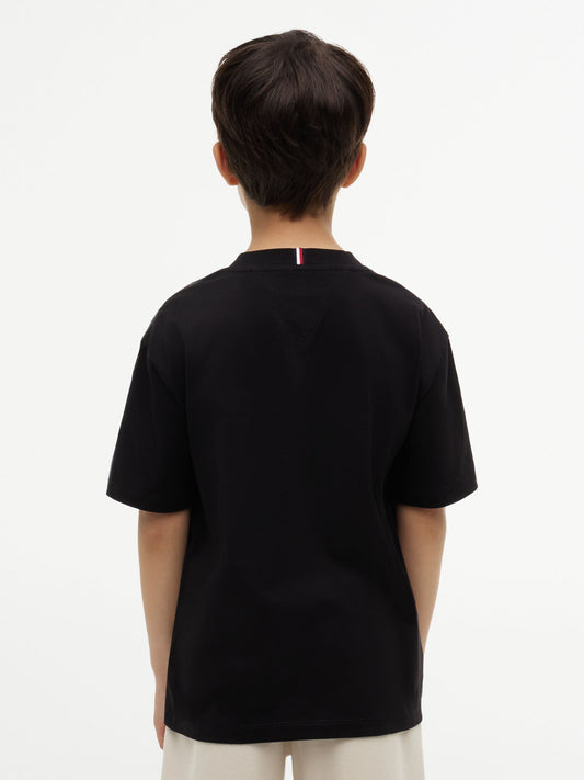 Dsiney Kidz - Tommy Hilfiger Black Heritage Flag Print Jersey T-Shirt image 2