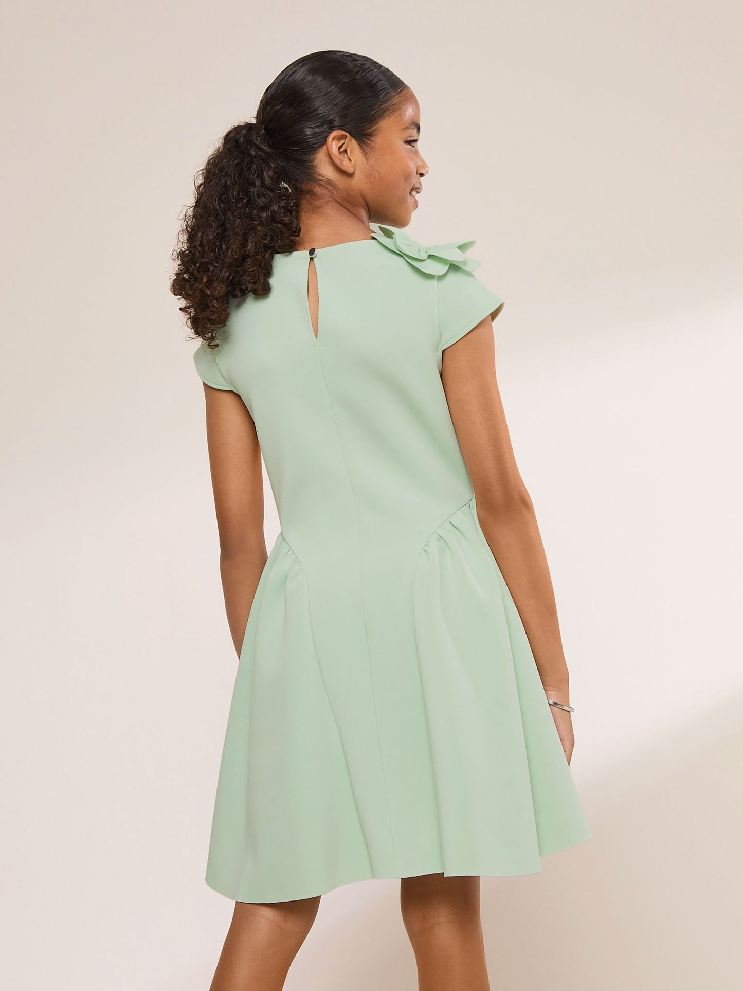 Dsiney Kidz - Lipsy Sage Green Corsage Scuba Dress (5-16yrs) image 5