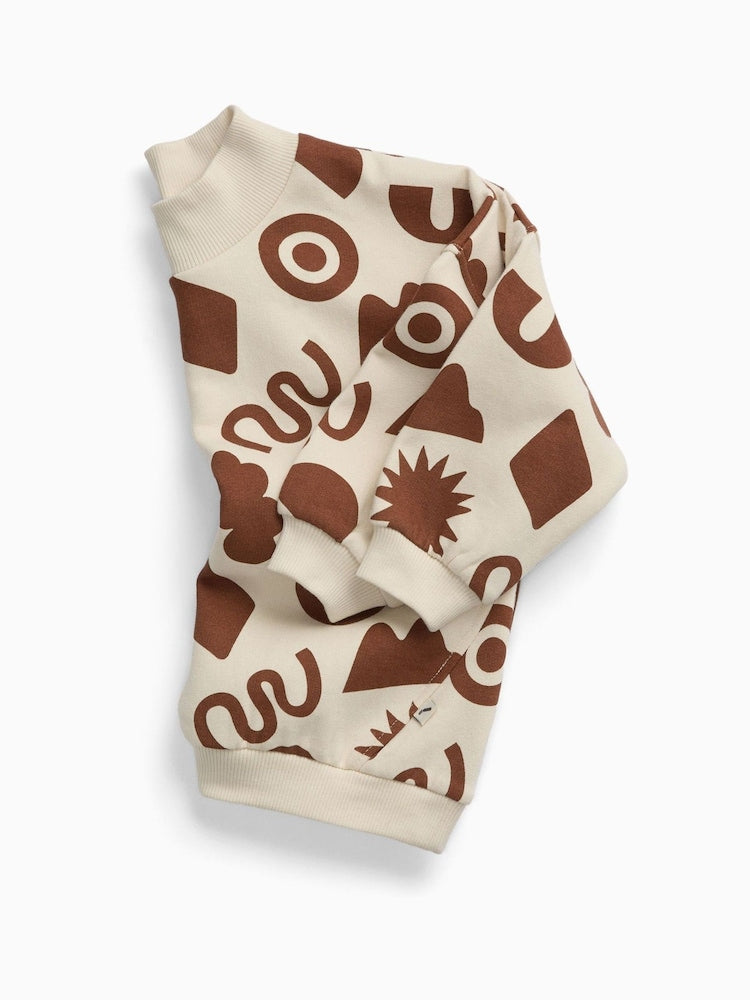 KIDLY by MORI Brown Supersoft All Over Print Sweatshirt