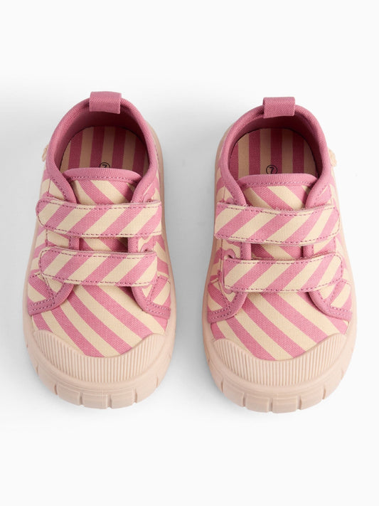 KIDLY by MORI Pink Cotton Canvas Trainers With Easy Adjust Straps image 2