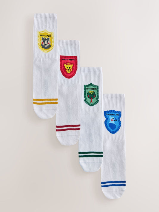 White Harry Potter Licensed Ribbed Ankle Socks 4 Pack - image 1