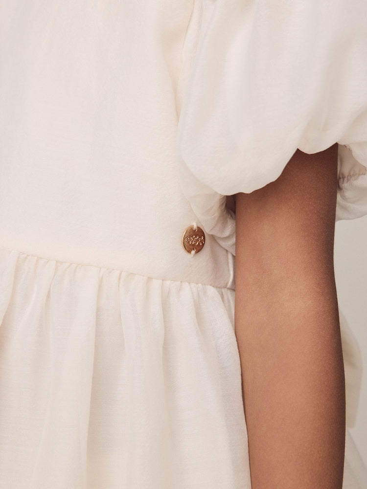 Laura Ashley Ivory Bow Back Flower Dress