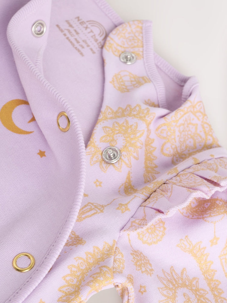 Lilac Purple EID Baby Sleepsuit (0mths-2yrs)