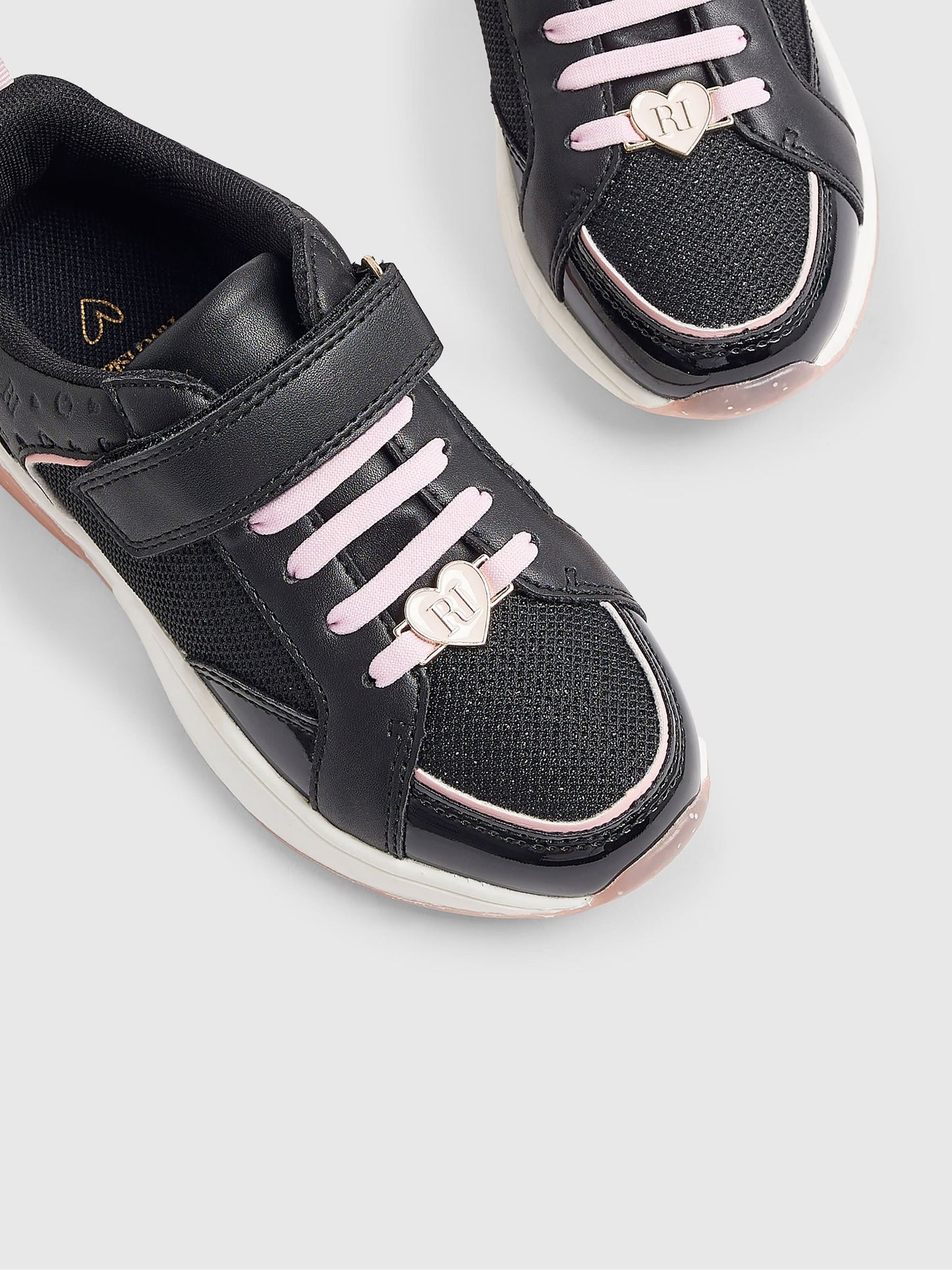 River Island Pink/Black Back To School Lace Trainers image 5