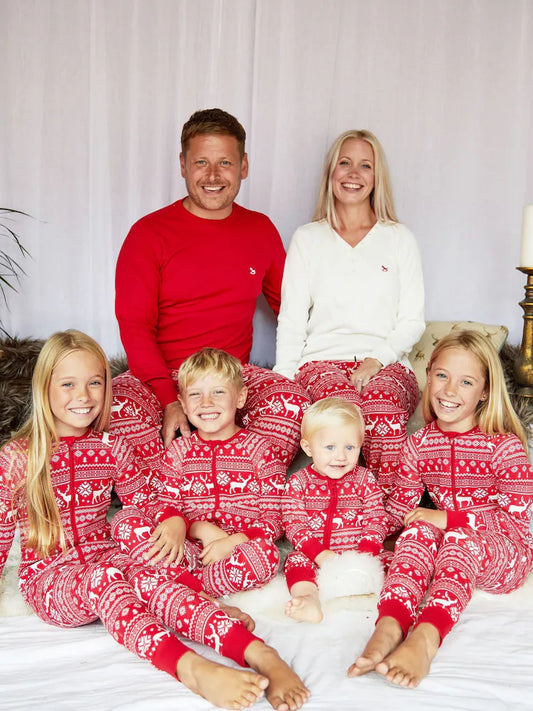 The Little Tailor Baby 100% Cotton Reindeer Christmas Fairisle Pattern All-In-