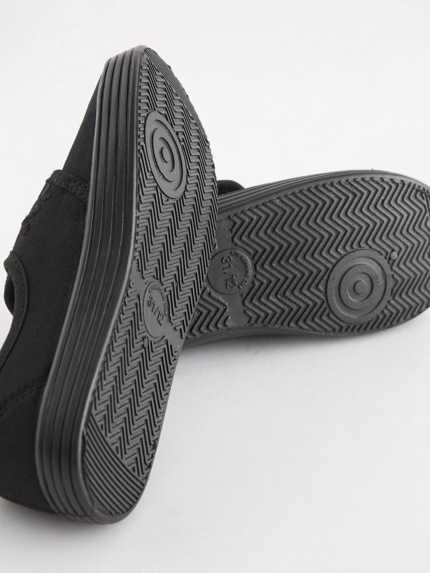 Black Wide Fit (G) Embroidered Strap School Plimsolls image 5