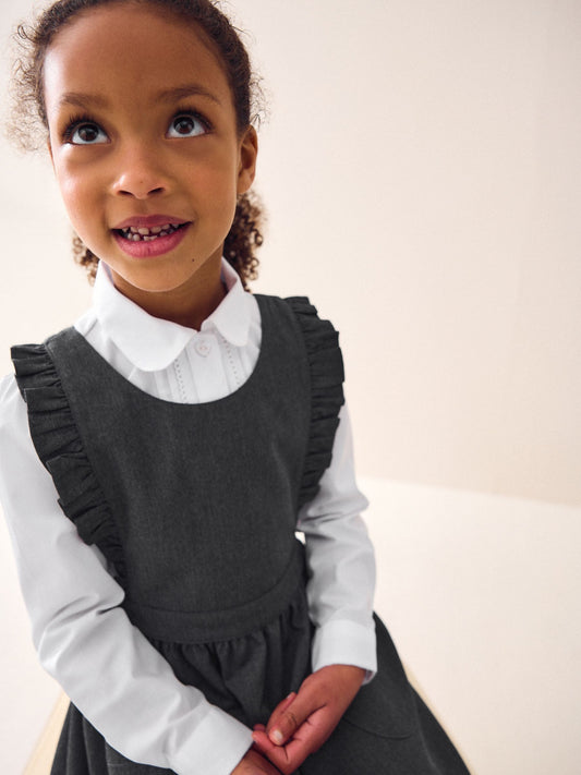Dsiney Kidz - Grey Ruffle Detail Pinafore School Dress (3-14yrs) image 2