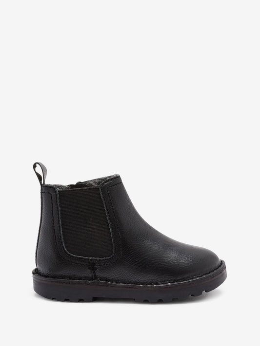 Black Standard Fit (F) Warm Lined Leather Chelsea Boots image 2