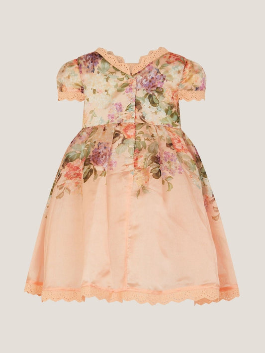 Monsoon Orange Baby Alma Floral Print Lace Dress