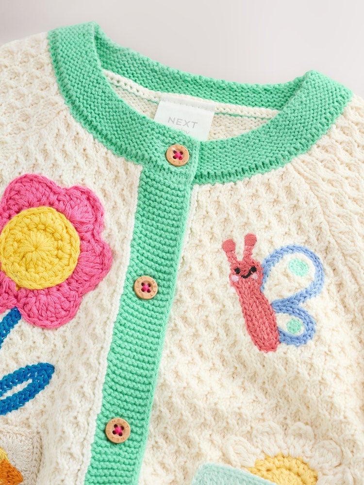 Multi Pastel Crochet Animal Knitted Baby Cardigan (0mths-2yrs)