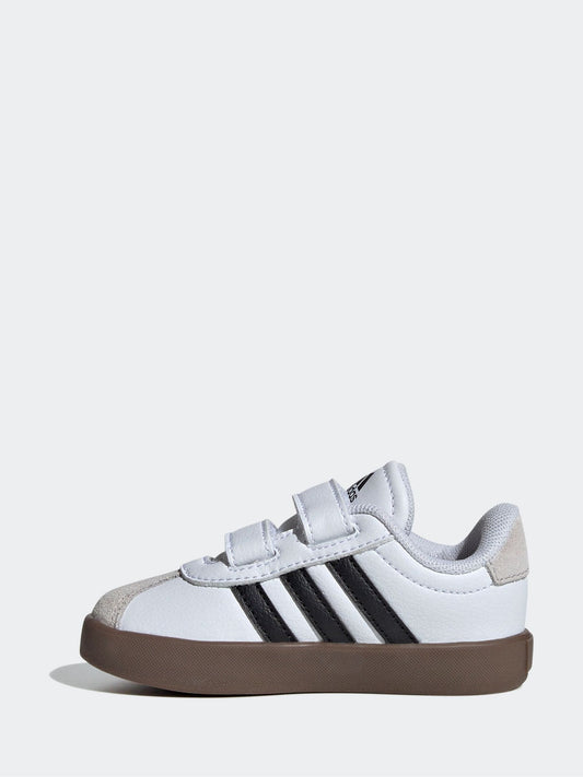 adidas White/Black VL Court 3.0 Hook and Loop Infant Trainers image 2