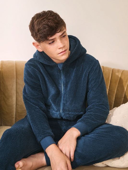 Navy Blue Fleece All-In-One (3-16yrs)