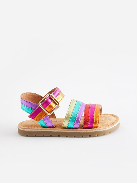 Rainbow Standard Fit (F) Leather Stripe Sandals image 2