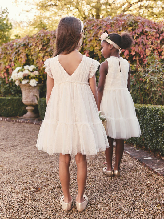Dsiney Kidz - Ecru White 3D Flower Mesh Flower Girl Dress (3-16yrs) image 2