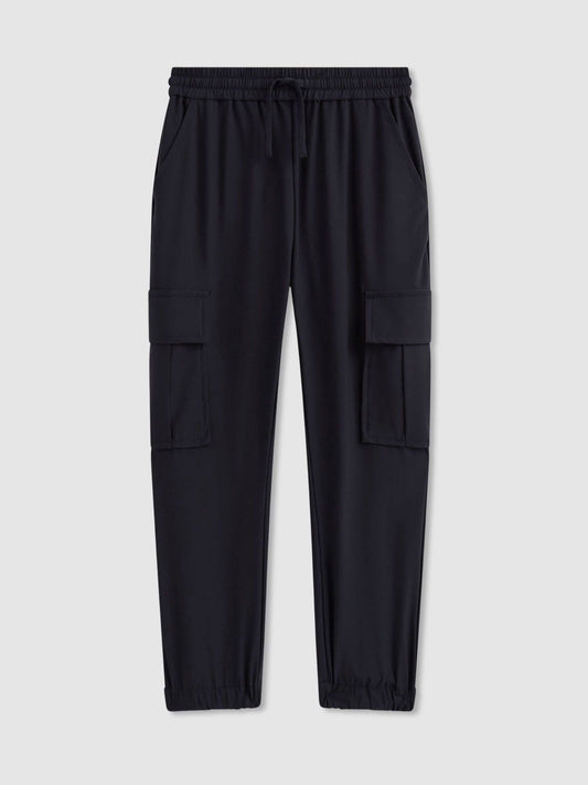 Reiss Navy Lucian 9-14 yrs Technical Drawstring Cuffed Cargo Trousers image 2