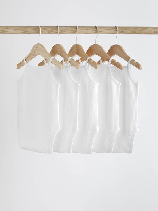 Dsiney Kidz - White 5 Pack Baby Strappy Bodysuits image 2