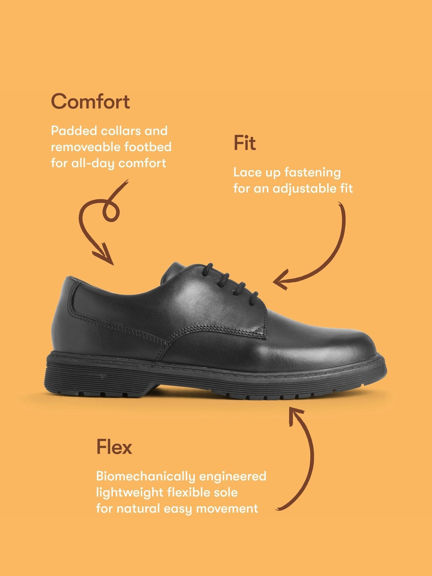 Start Rite Black Glitch Leather Chunky Sole Lace Up School Shoes image 6
