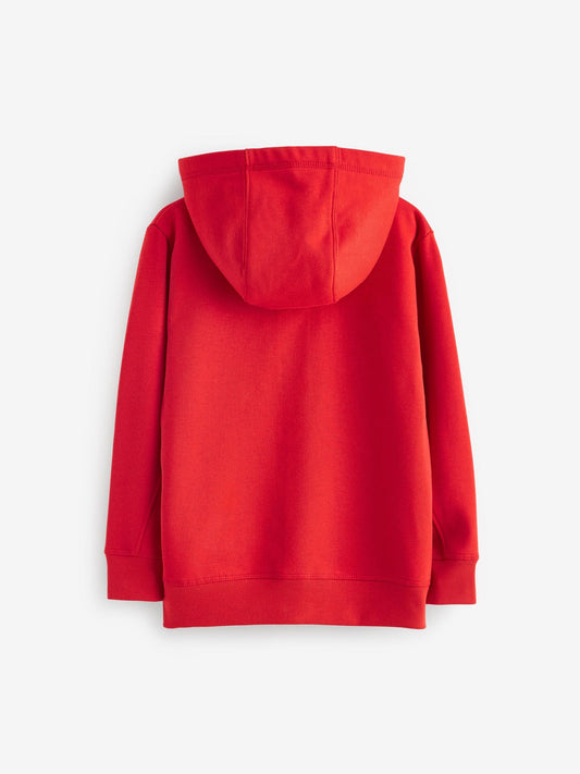Red Plain Zip Through Hoodie (3-16yrs)