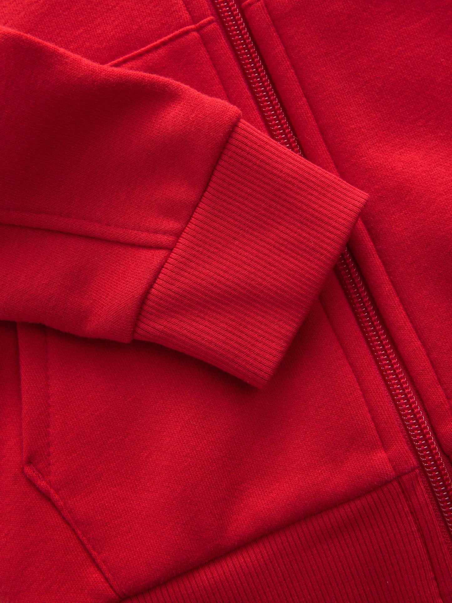 Red Plain Zip Through Hoodie (3-16yrs)