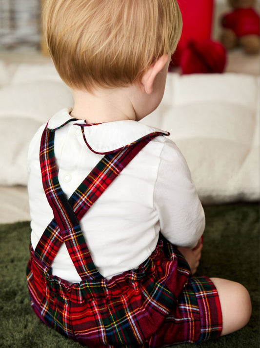 JoJo Maman Bébé Red Tartan 2-Piece Tartan Dungarees & Body Set image 2