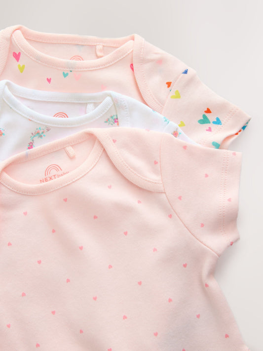 Pink 3 Pack Hip Dysplasia Short Sleeve Baby Bodysuits image 3