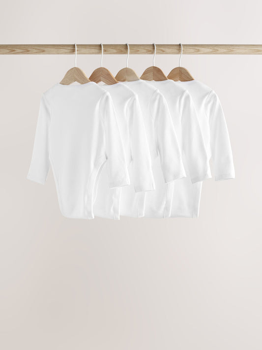 Dsiney Kidz - White Hip Dysplasia Baby Long Sleeve Bodysuits 5 Pack image 2