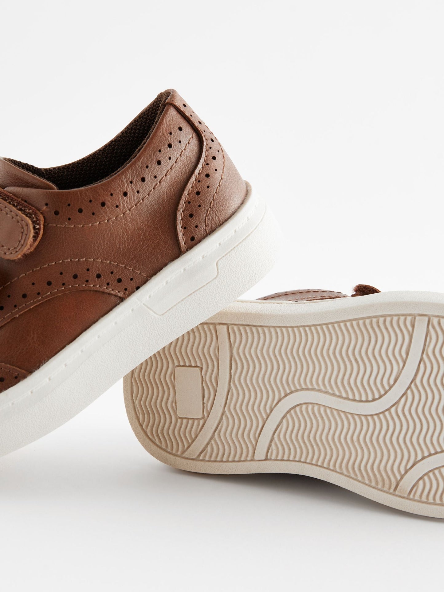 Tan Brown Standard Fit (F) Touch Fastening Brogue Shoes image 5