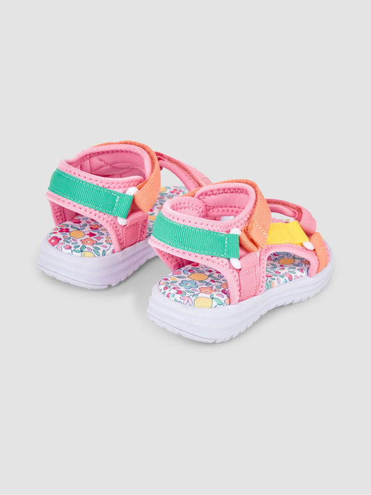 JoJo Maman Bébé Pink Colour Block Sandals image 2