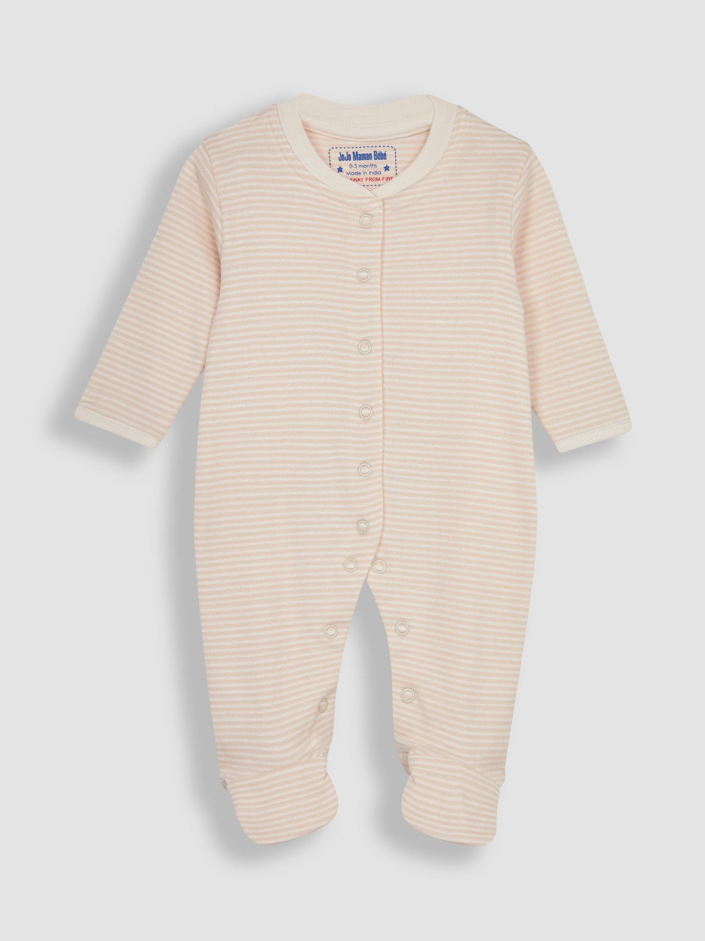 JoJo Maman Bébé Natural Giraffe Cotton Footed Animal Sleepsuits 3-Pack image 6