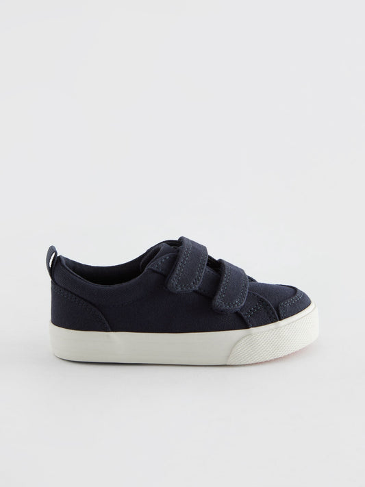 Navy Canvas Standard Fit (F) Two Strap Touch Fastening Trainers image 2