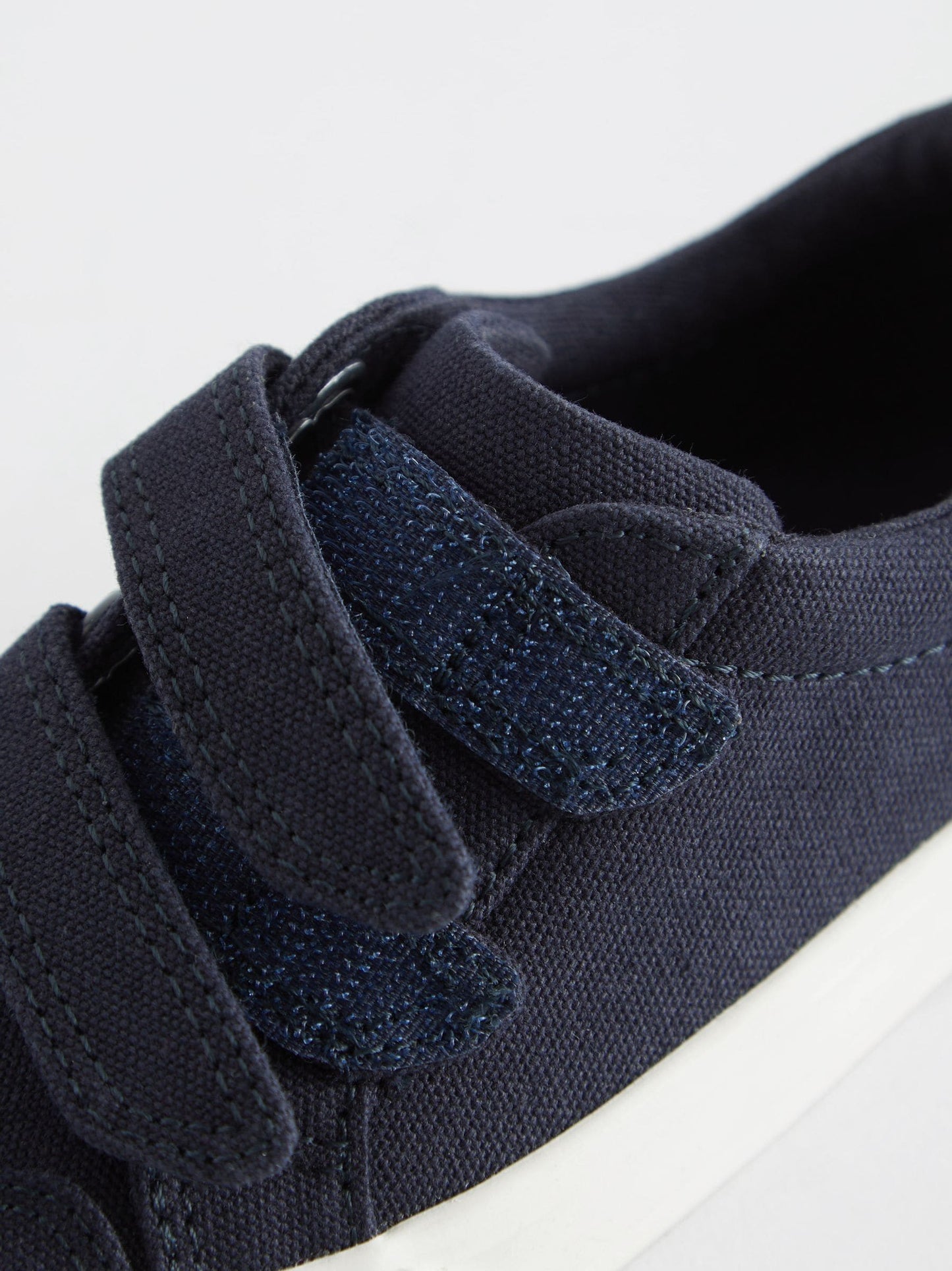Navy Canvas Wide Fit (G) Two Strap Touch Fastening Trainers image 6