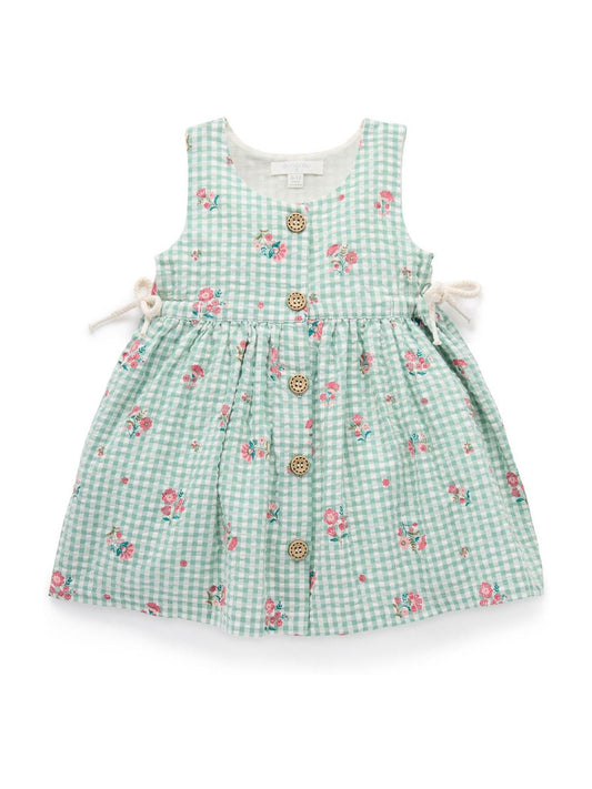 Purebaby Green Frida Gingham Pinnie Dress image 2