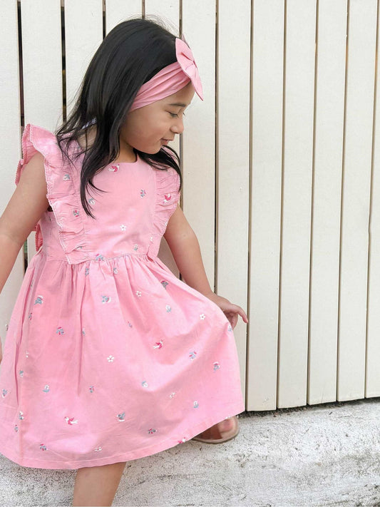 Dsiney Kidz - Purebaby Pink Broderie Dress & Headband Set image 2