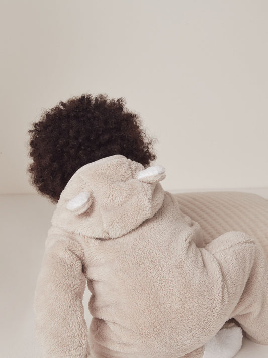 The White Company Natural Pebble Fleece Romper image 2
