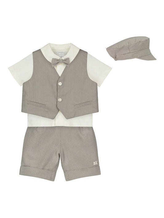 Emile Et Rose Natural 100% Cotton Shirt, Waistcoat And Short 3 Piece Set image 2