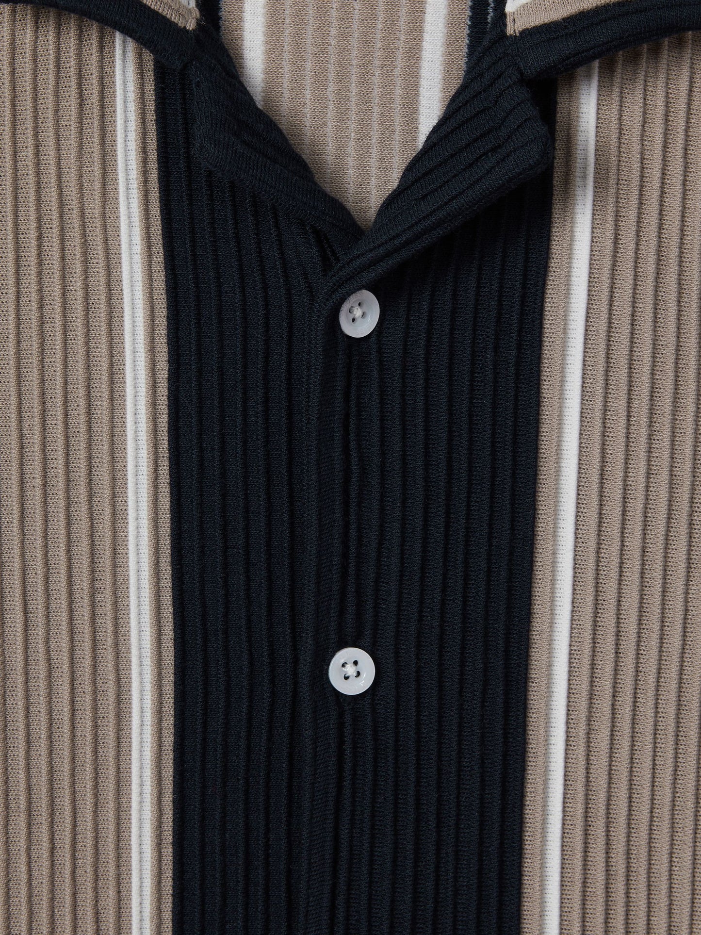 Dsiney Kidz - Reiss Navy/Stone Alton Junior Ribbed Cuban Collar Shirt image 4