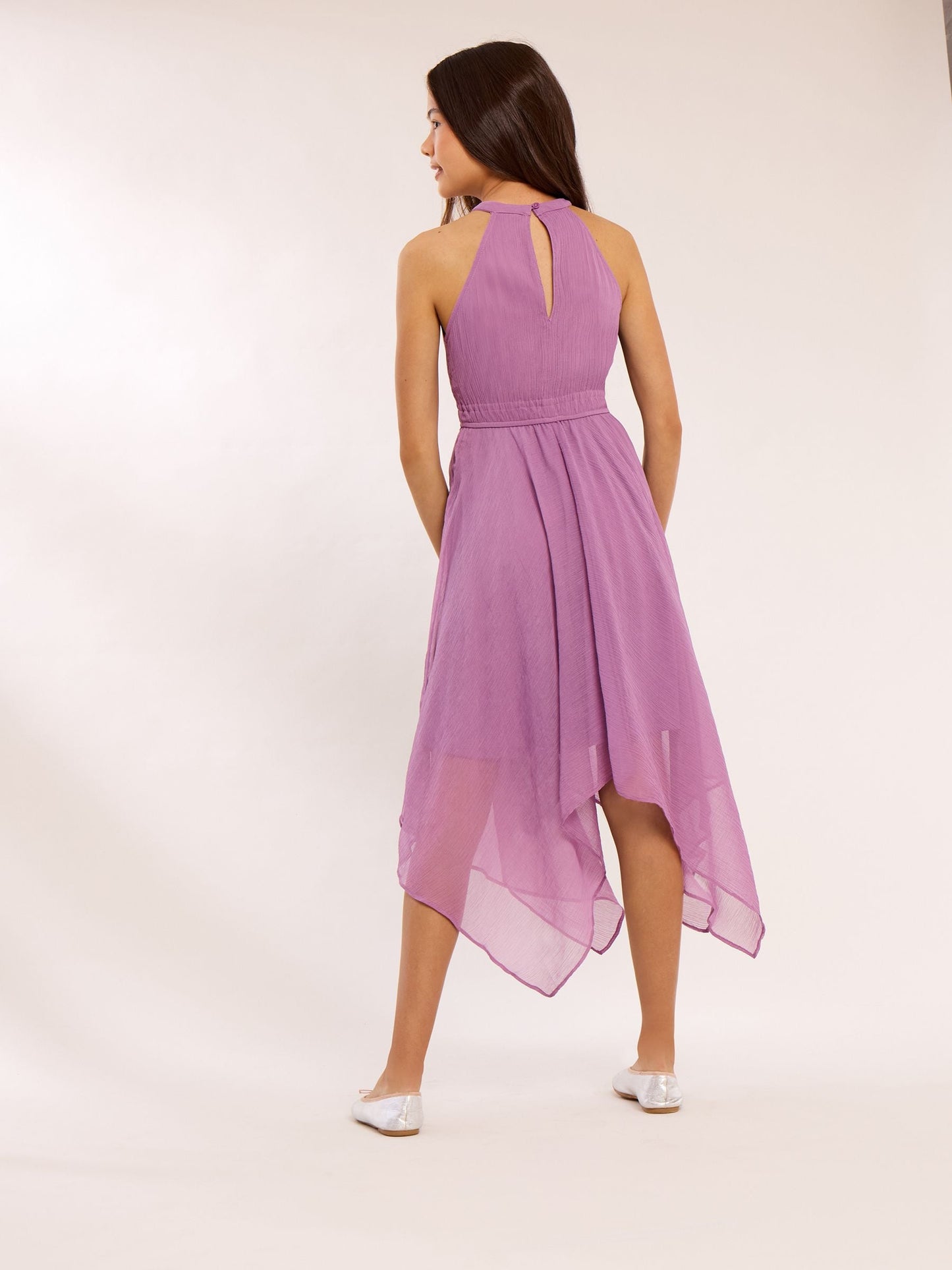 Dsiney Kidz - Lipsy Purple Hanky Hem Halter Occasion Dress (5-16yrs) image 5